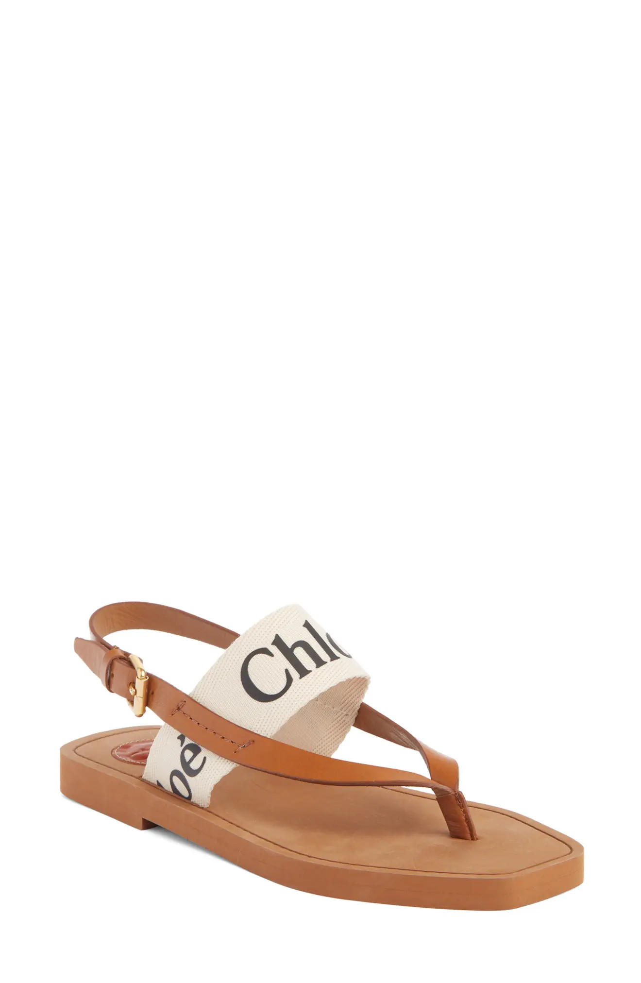 Women's Chloe Woody Logo Sandal, Size 12US / 42EU - White | Nordstrom