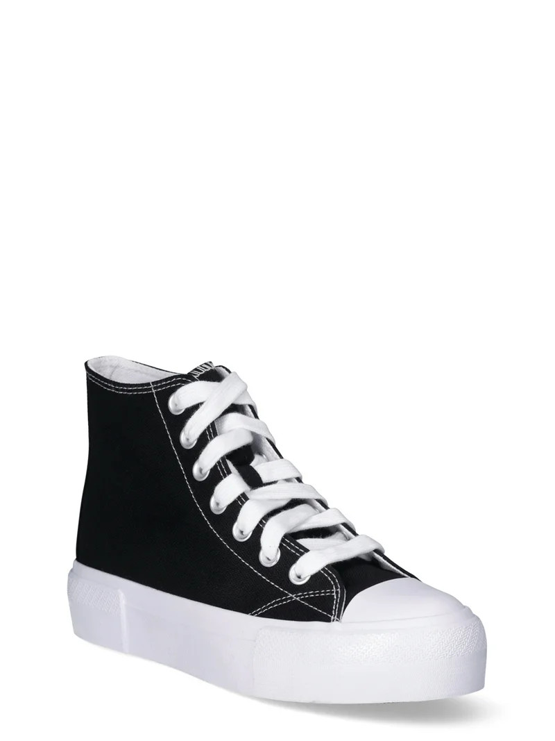 No Boundaries Platform Lace Up Hi Top Sneakers, Women's | Walmart (US)