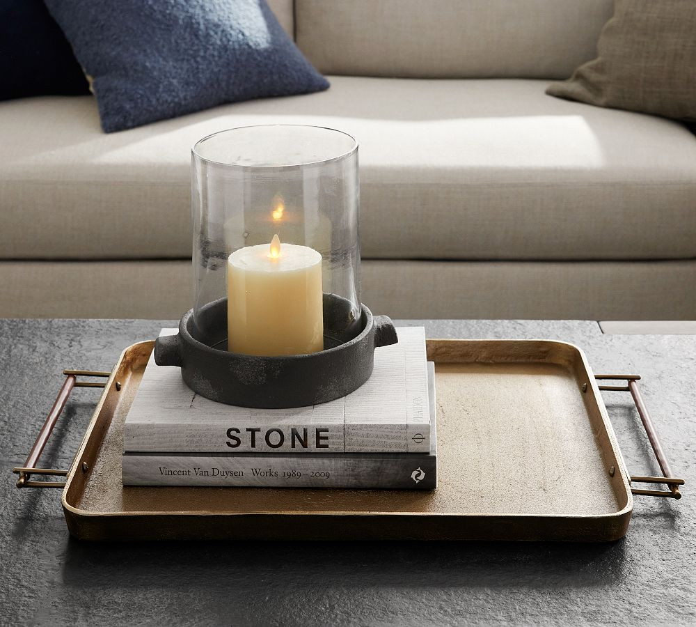 Handcrafted Beltic Brass & Leather Tray | Pottery Barn (US)