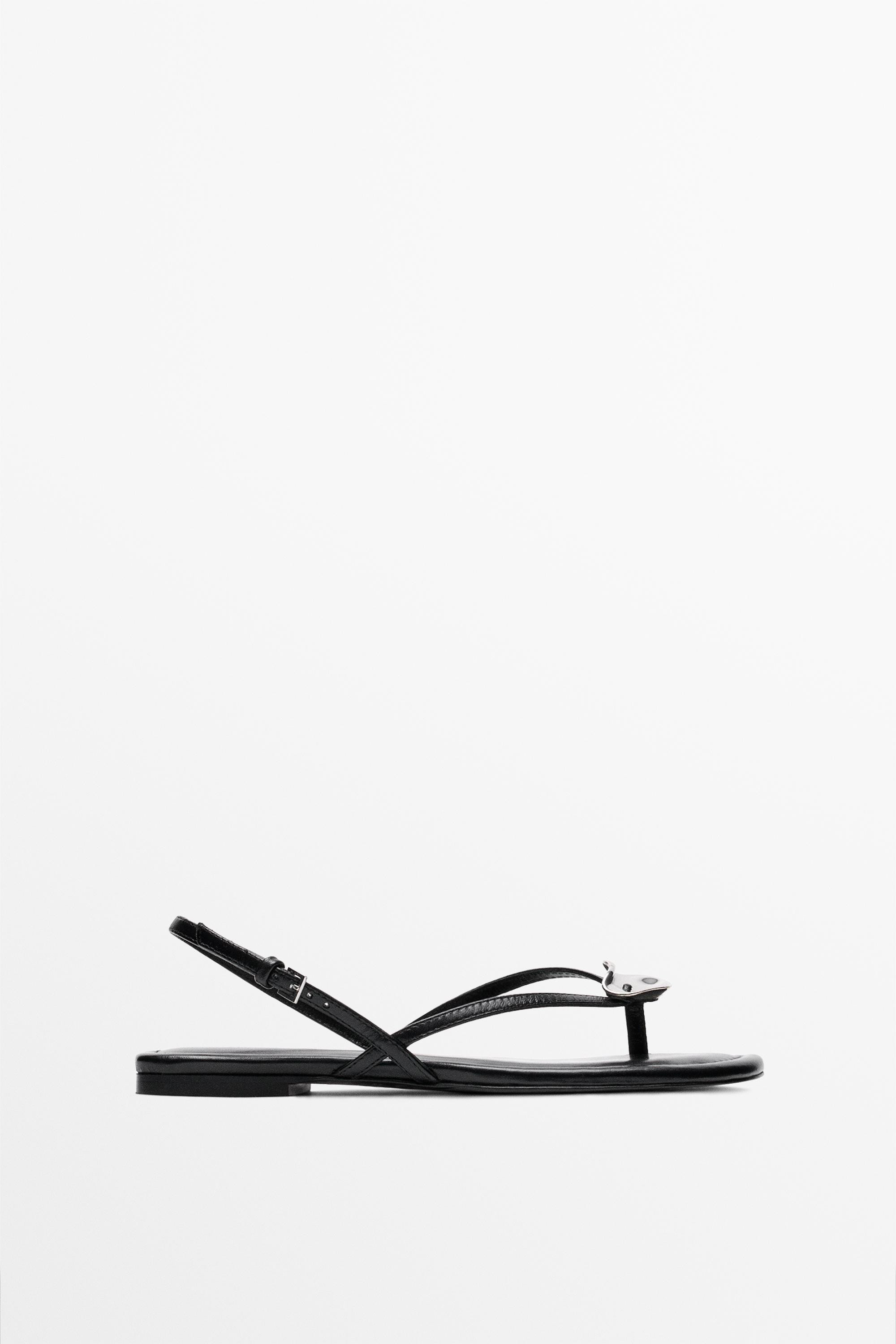 Flat slider sandals with gem detail | Massimo Dutti US