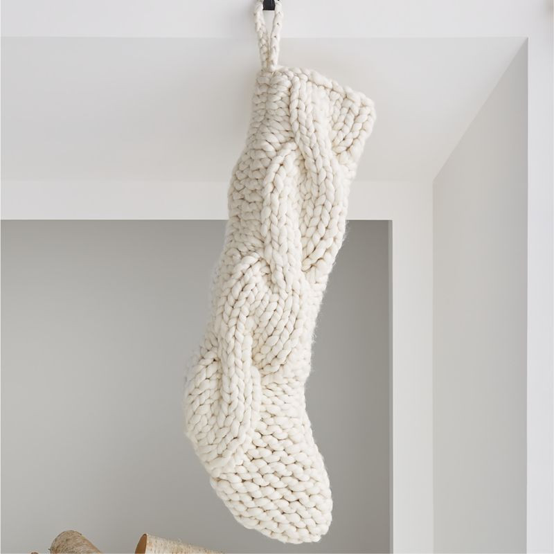 Ivory Cozy Knit Christmas Stocking + Reviews | Crate & Barrel | Crate & Barrel