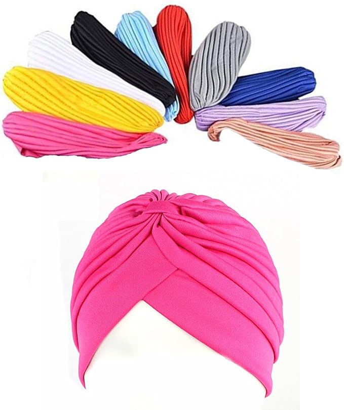Ever Fairy Many Pack Stretch Polyester Turban Head Cover Twisted Pleated Headwrap | Amazon (US)