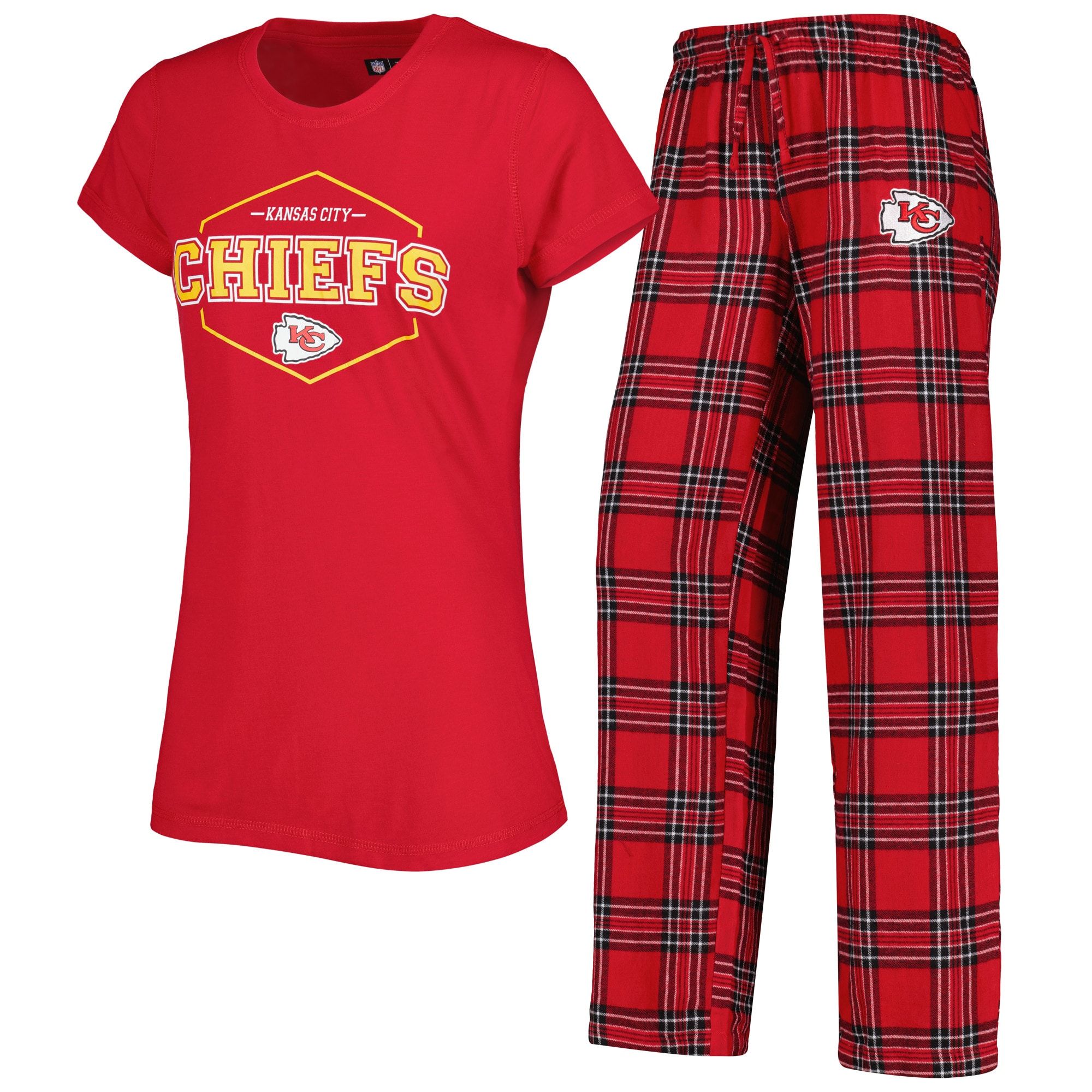 Women's Kansas City Chiefs Concepts Sport Red/Black Badge T-Shirt & Pants Sleep Set | NFL Shop