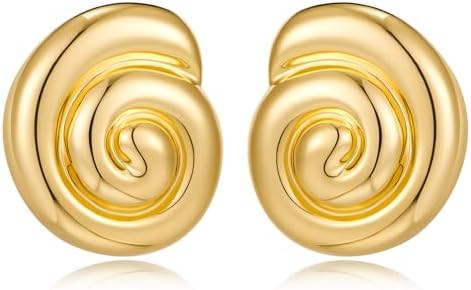 MUYAN Gold Ocean Conch Earrings for Women Fashion Spiral Shell Stud Earrings Beach Jewelry | Amazon (US)