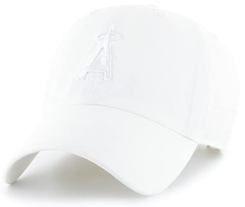47 Brand MLB White White Primary Logo Clean Up Adjustable Baseball Cap Hat, Adult One Size Fits All - Los Angeles Angels White | Amazon (US)