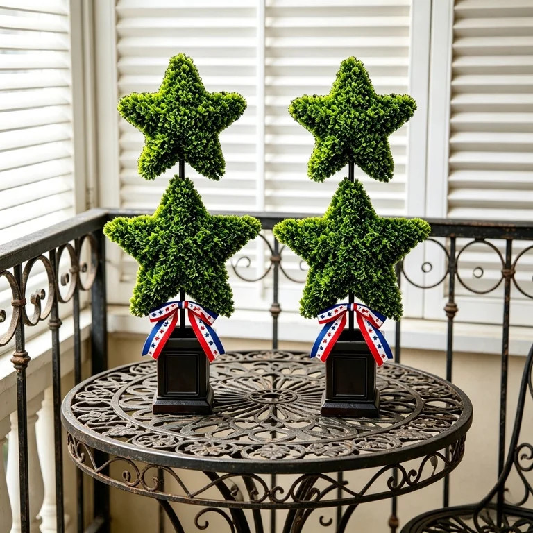 Patriotic Double Stars Artificial Topiary, 69CM | Walmart (US)