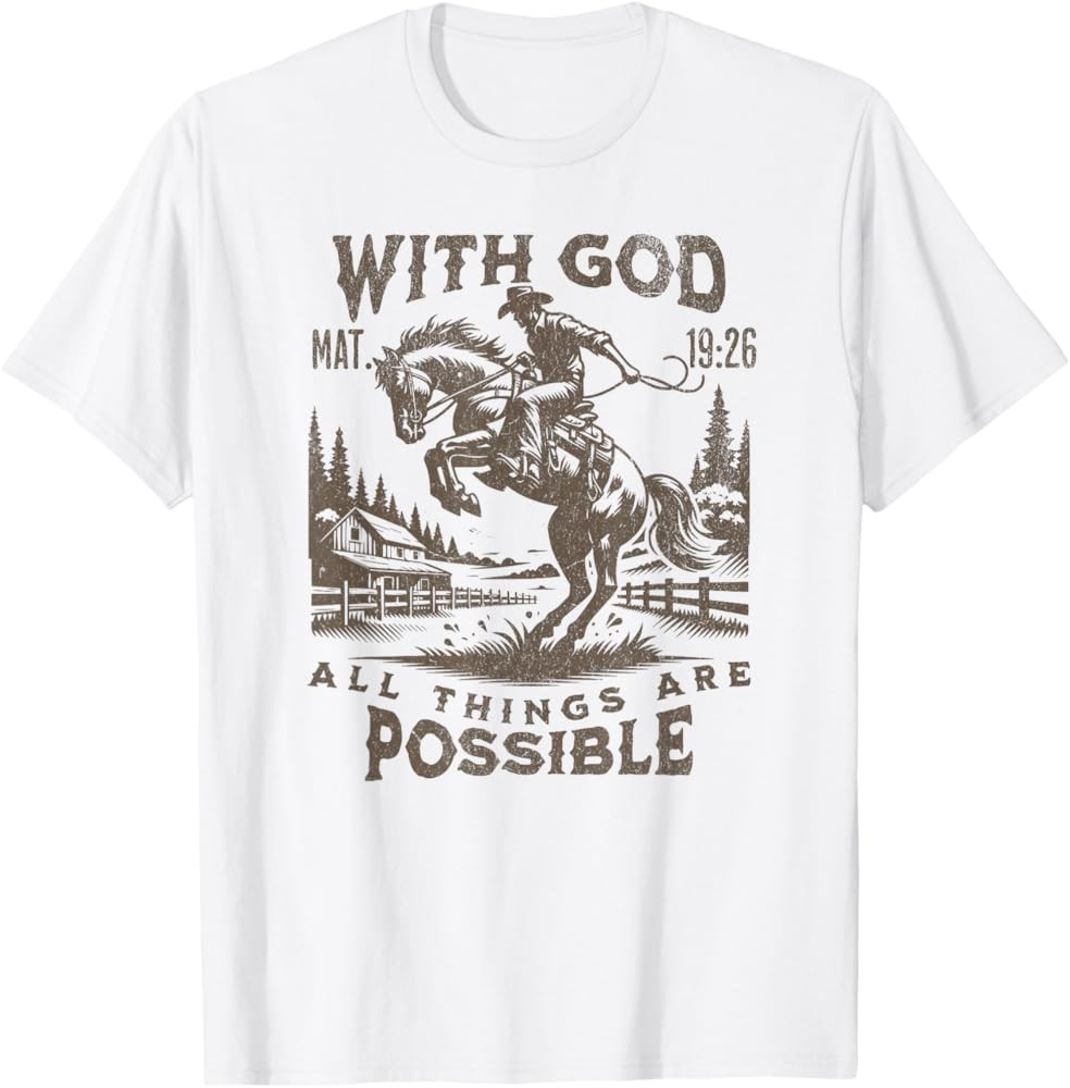 Cowboy Bible Scripture Verse Western Jesus for Mens Faith T-Shirt | Amazon (US)
