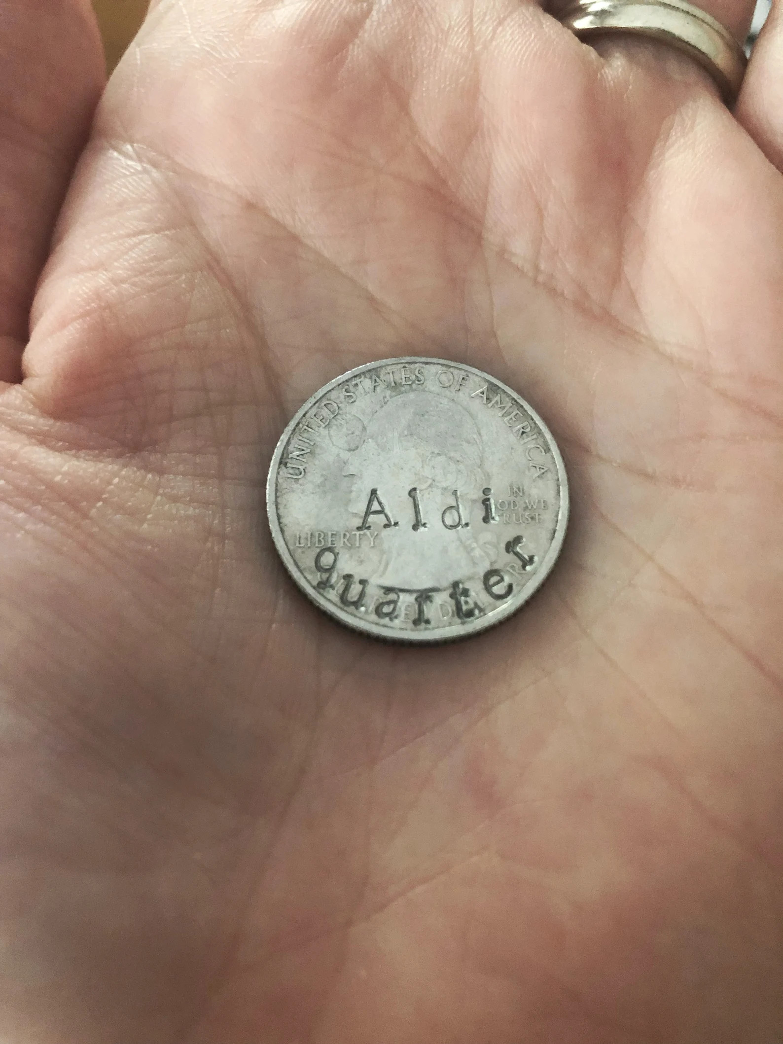 Aldi Quarter Holder, Coin Keychain, Cart Keychain, Hand Stamped Coin, Personalized Gift, White El... | Etsy (US)