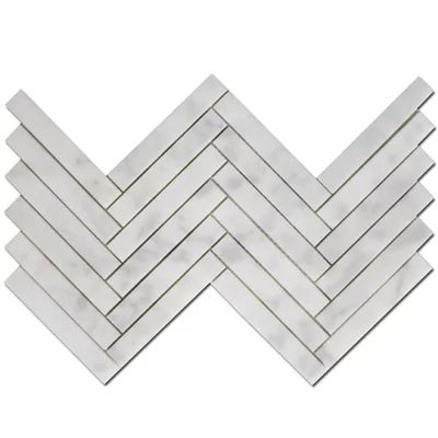 Herringbone 1" x 6" Marble Mosaic Tile in Honed Bianco Venantino Cordelio | Wayfair North America