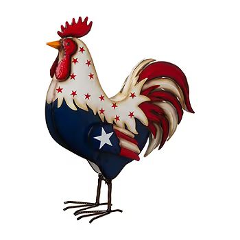 Glitzhome 21"H Metal Patriotic Rooster Porch Decor Holiday Yard Art | JCPenney
