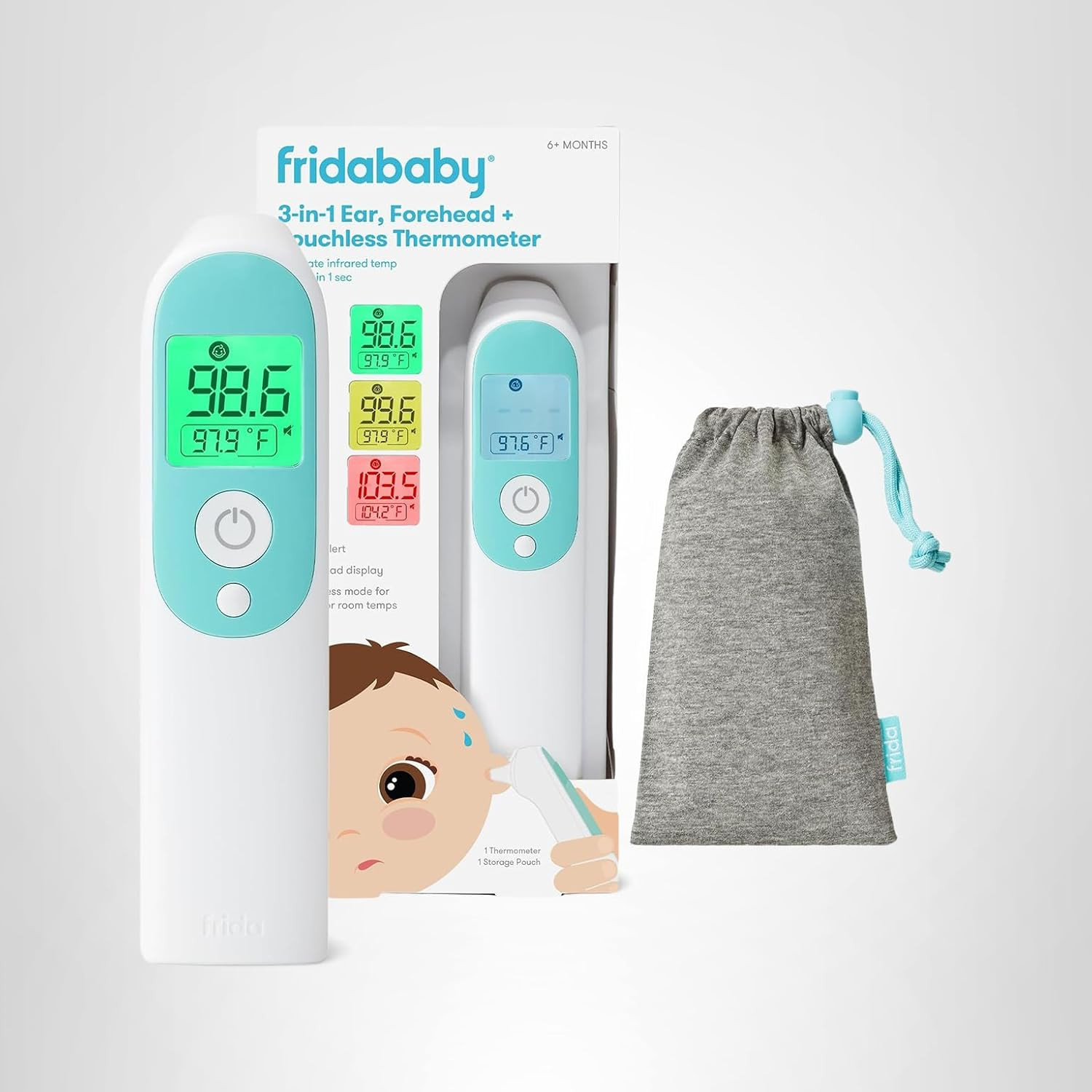 Frida Baby Thermometer, 3-in-1 Infrared Thermometer for Ear, Forehead & Touchless, Fever Thermome... | Amazon (US)