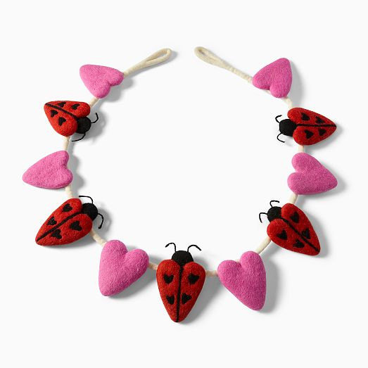 Felt Ladybug Heart Garland | West Elm (US)