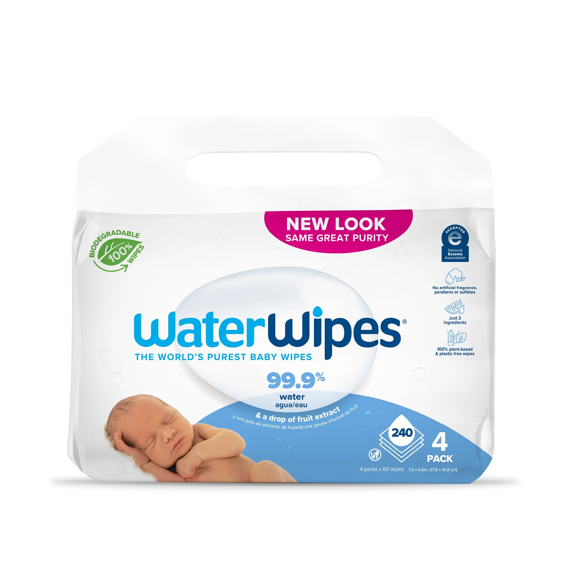 WaterWipes Biodegradable Baby Wipes, Unscented & Hypoallergenic for Sensitive Skin (240 Total Wip... | Walmart (US)