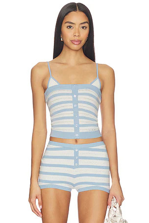 Vanessa Knit Top in Blue & White | Revolve Clothing (Global)