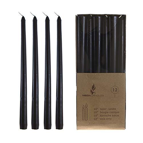 Mega Candles 12 pcs Unscented Black Taper Candle, Hand Poured Wax Candles 10 Inch x 7/8 Inch, Home D | Amazon (US)