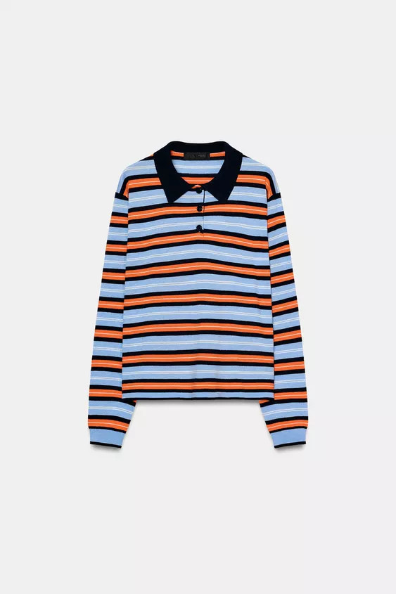 STRIPED KNIT POLO SHIRT | Zara UK