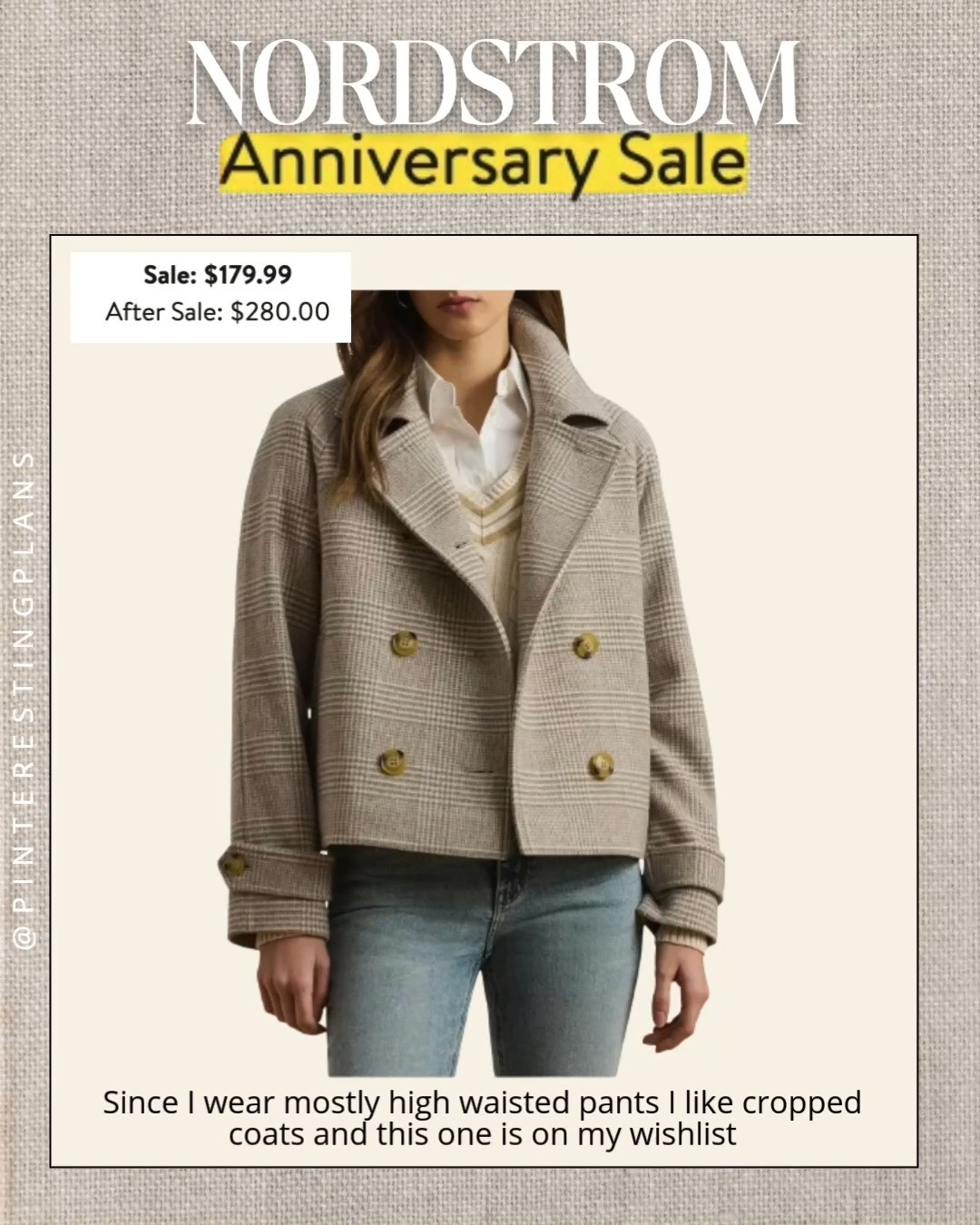 Since I wear mostly high waisted pants I like cropped coats and this one is on my wishlist for the Nsale!

#LTKootd #LTKSeasonal #LTKSaleAlert