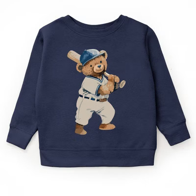 The Juniper Shop Watercolor Baseball Bear Youth Sweatshirt - S - Navy | Target
