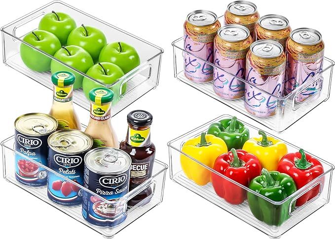 Terlulu Refrigerator Organizer Bins, 4 Pack Clear Plastic Stackable Food Storage Rack for Freezer... | Amazon (CA)