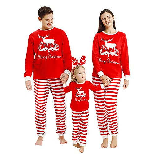 Holiday Family Matching Pajamas Christmas Pjs Outfits Cotton Xmas Jammies Nightwear Sleepwear Cute Christmas Pajamas for Boys Girls 3T 4T Red | Amazon (US)