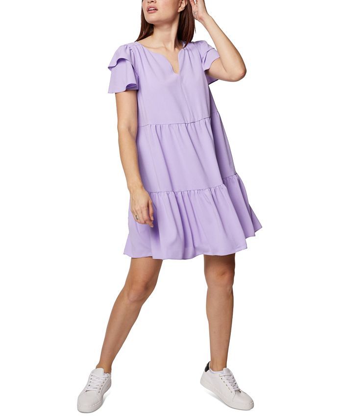 Ruffled-Sleeve Tiered Mini Dress | Macys (US)