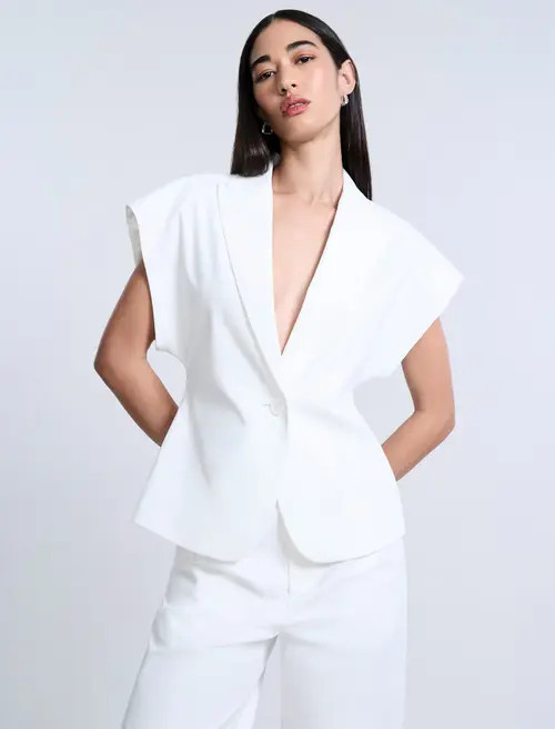 bcbg Twill Vest in Chalk at Nordstrom, Size 0 | Nordstrom