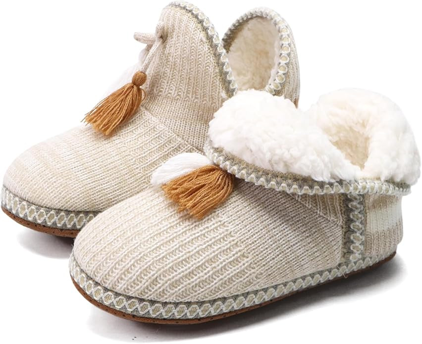 GPOS Women's Cashmere Knit House Slipper Booties Cotton Quilted Warm Indoor Ankle Boots | Amazon (US)