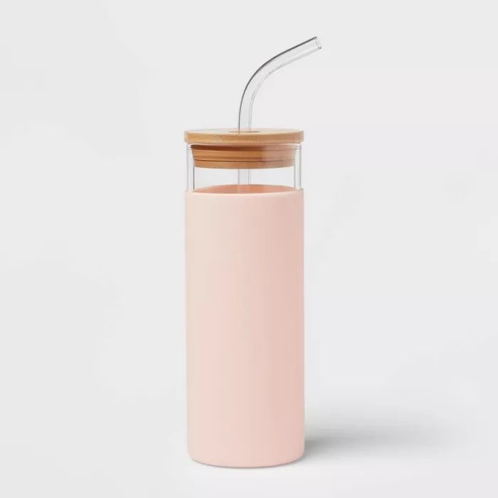 16.9oz Glass Tumbler with Silicone Sleeve and Bamboo Lid and Straw - Opalhouse™ | Target