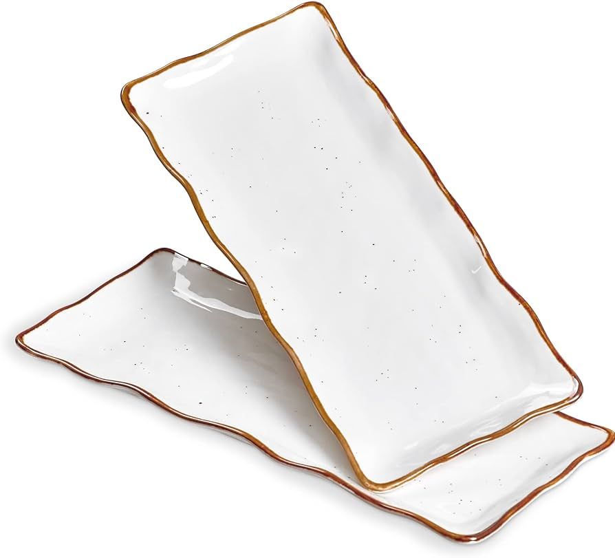 ONEMORE Large Serving Platters, 15 inch Serving Plates Set of 2, Ceramic Platters for Serving Foo... | Amazon (US)