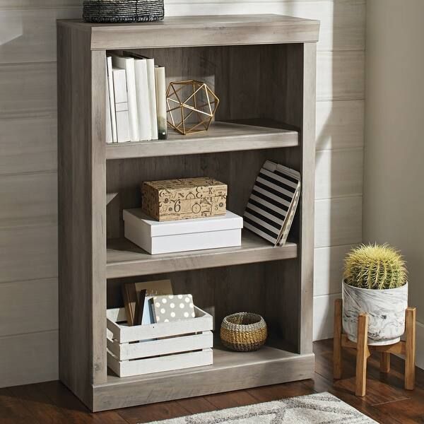 Glendale 3 Shelf Bookcase, Rustic Gray Finish | Bed Bath & Beyond