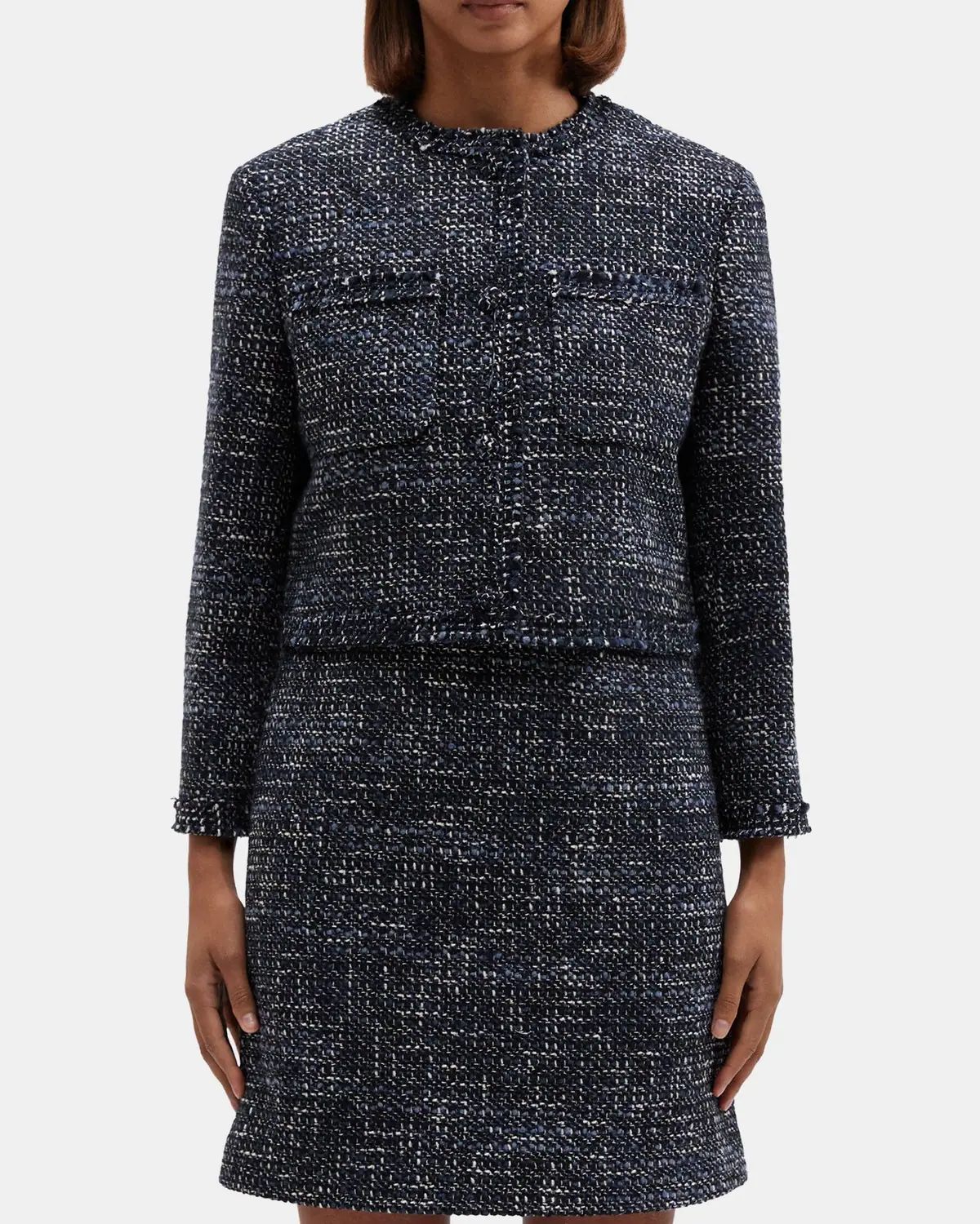 Cropped Jacket in Wool-Blend Tweed | Theory Outlet