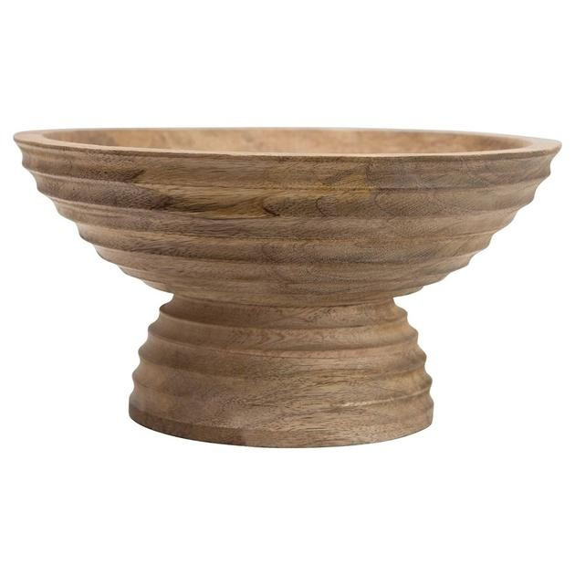 Mango Wood Ridged Footed Bowl | Nigh Road
