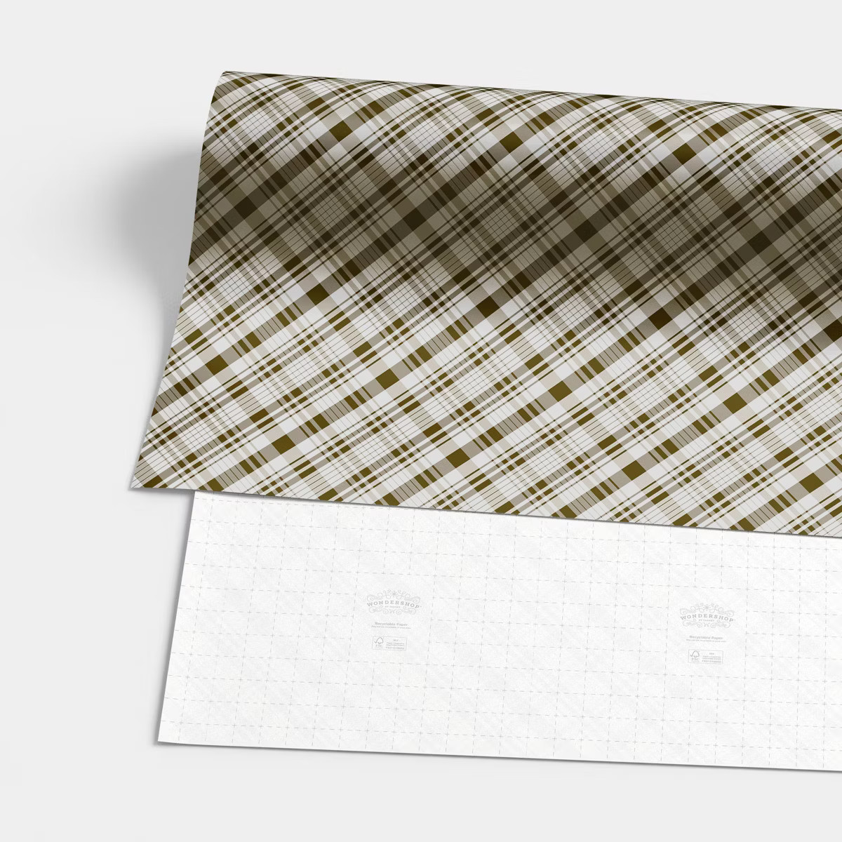 30" 20 sq ft Christmas Roll Wrap Brown/Beige Plaid - Wondershop™ | Target