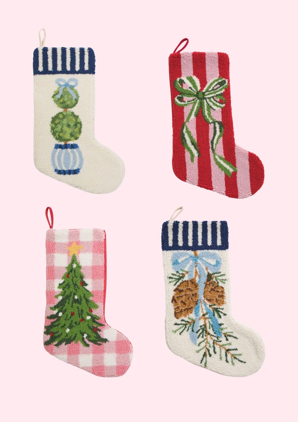 Grandmillennial decor girly Christmas decor! $15 hooked stockings! Pink Christmas

#LTKHome