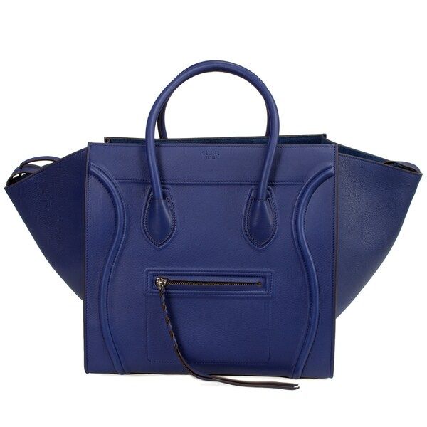 Celine Phantom Meidum Blue/Silver Hardware Luxirious Leather Handbag | Bed Bath & Beyond