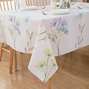 Spring Tablecloth Rectangle 60" X 84" Floral Table Cloth - Oblong Flower Polyester Table Cover Re... | Amazon (US)