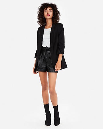 Ruched Sleeve Boyfriend Blazer | Express