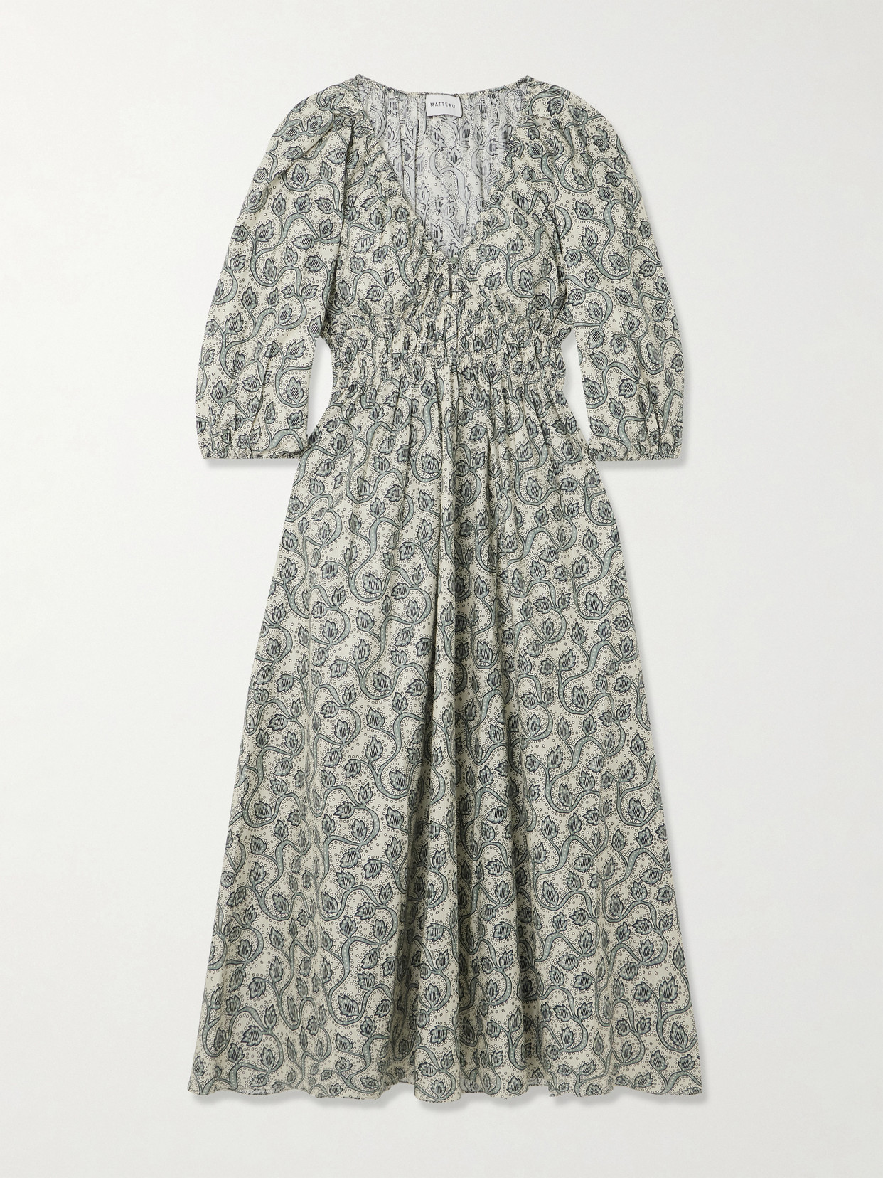Matteau - Shirred Paisley-print Organic Cotton Midi Dress - Multi | NET-A-PORTER (UK & EU)