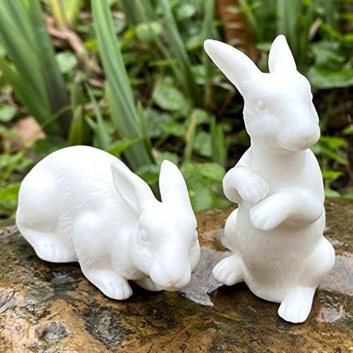 STP-US 2 x Ceramic Whiteware Rabbits Figurines Miniature Easter Bunnies Home Decoration | Amazon (US)