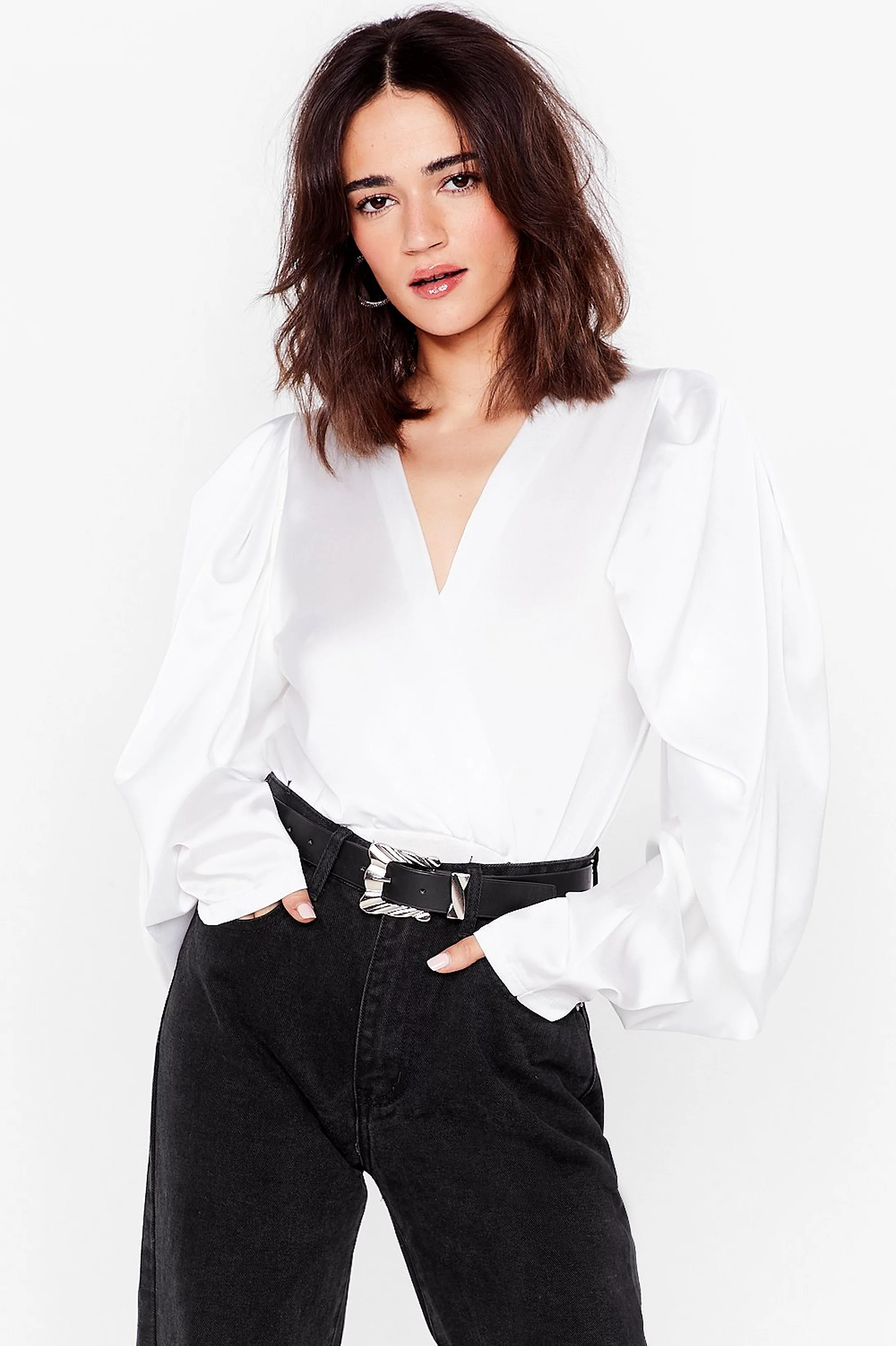 Petite Extreme Balloon Sleeve Bodysuit | Nasty Gal (US)