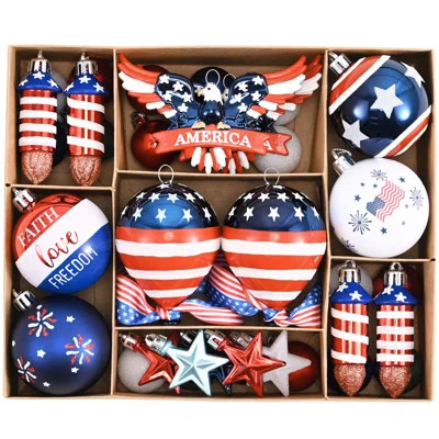 Valery Madelyn  Patriotic Ornaments for 4th of July Tree Decorations, 35ct Red White Blue Shatter... | Wayfair North America