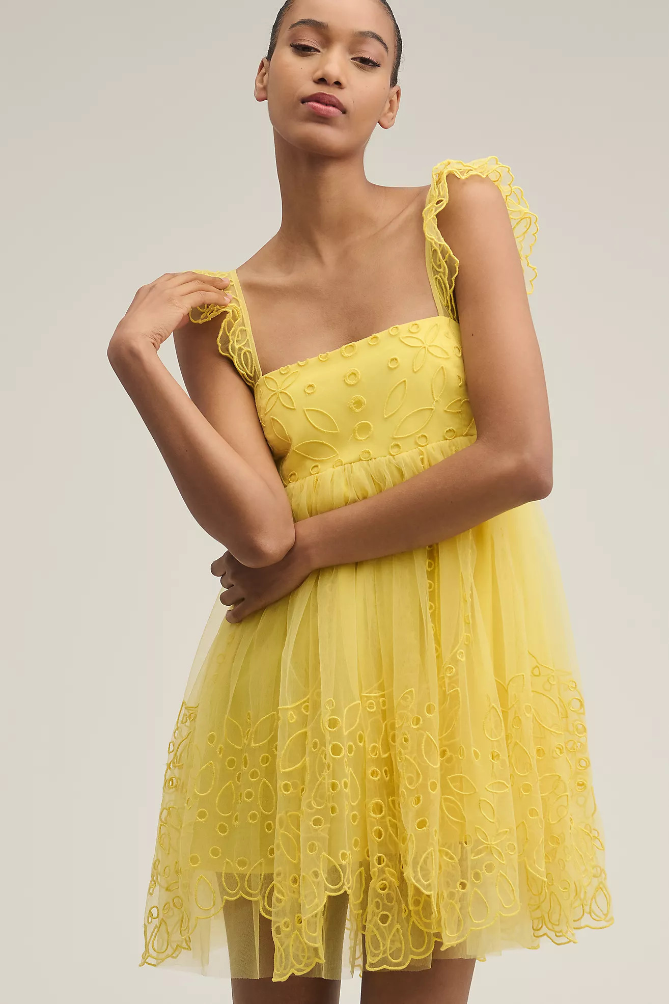 Let Me Be Eyelet Tulle Mini Dress | Anthropologie (US)