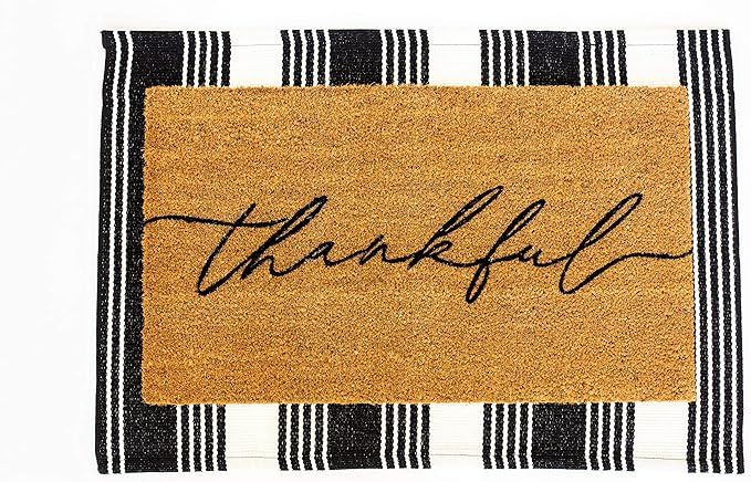 Layered Outdoor Thankful Mat Set - Coconut Coir (17-inch x 30-inch) and Woven Doormat (24-inch x ... | Amazon (US)