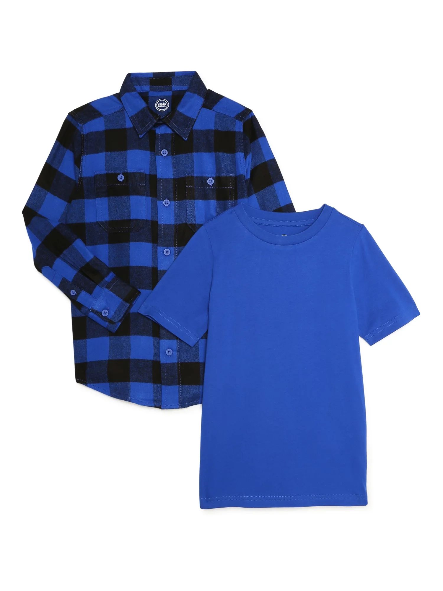 Wonder Nation Boys’ Flannel and T-Shirt, 2-Pack, Sizes 4-18 & Husky | Walmart (US)