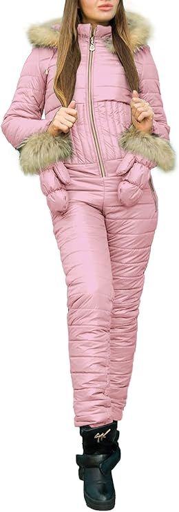 LAICIGO Women’s Winter Onesies Ski Jumpsuit Hooded Fur Collar Outdoor Sports Waterproof Jackets... | Amazon (US)