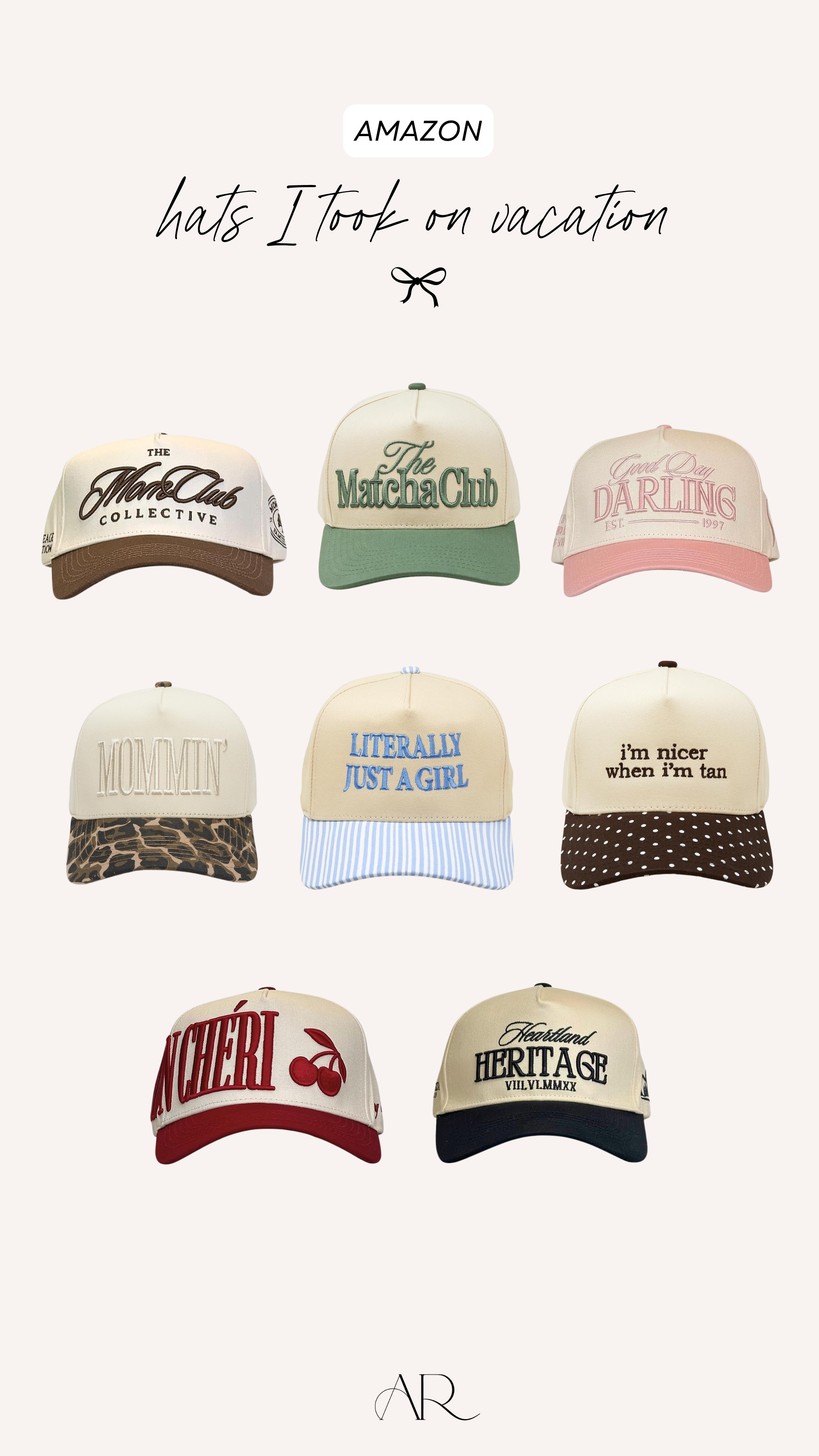 I have been loving these embroidered trucker hats! 

vacation packing, sun hat, baseball cap, snap back 

 #LTKgrwm #LTKootd #LTKmomlife