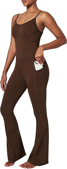 Ewedoos Flare Jumpsuits for Women with Pockets Adjustable Strap Sculpting Bodycon Jumpsuit Unitar... | Amazon (US)