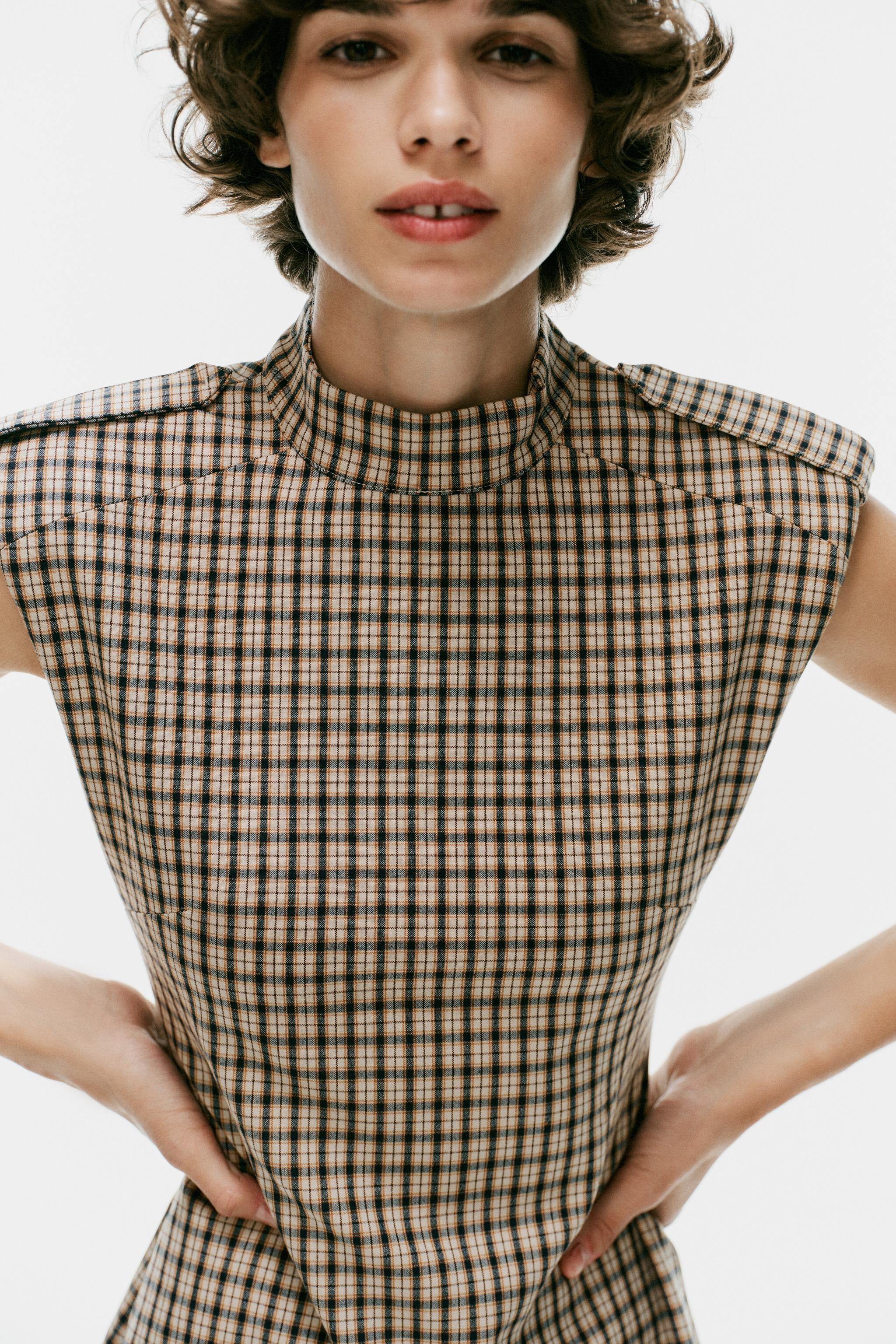 PLAID SHORT JUMPSUIT WITH LOOPS | Zara US