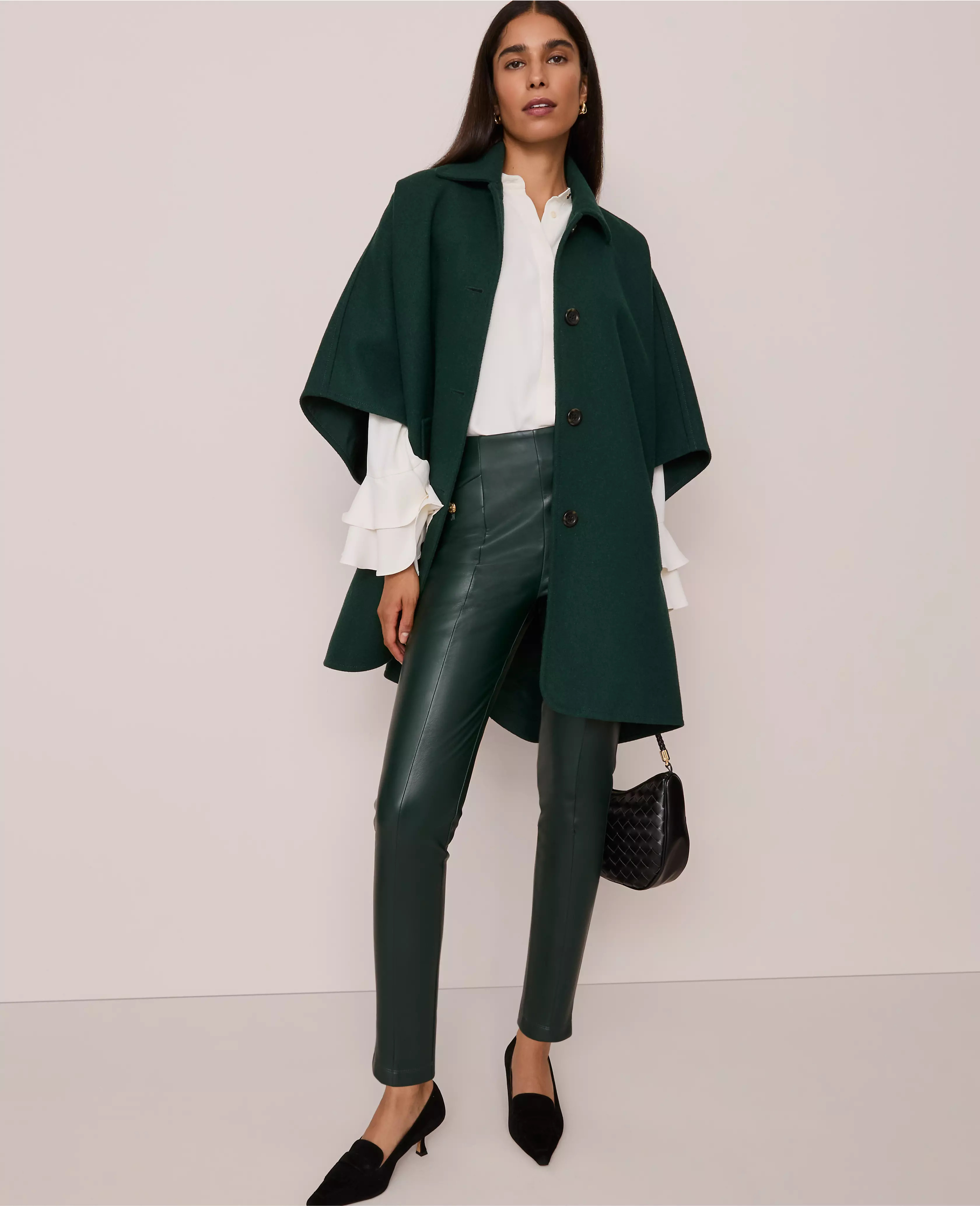 The Seamed Button Legging in Faux Leather | Ann Taylor