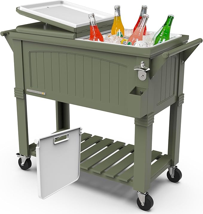 Permasteel Party Cooler with Divider, Spacious 80-Qt Capacity, Chills 36hrs, Serving Tray, Rollin... | Amazon (US)